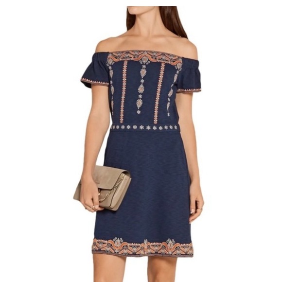 Tory Burch Nell Off The Shoulder Embroidered Dress - Picture 1 of 7
